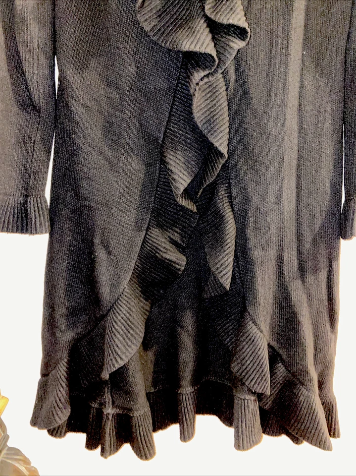 "Cárdigan Beth Bowley para mujer negro mezcla de lana M 39"" de largo" Foto 4 de 4