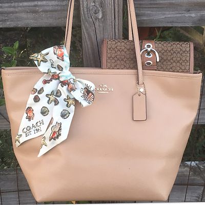 Coach Beige Taupe City Zippered Tote Purse Wallet | eBay