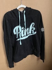 Victoria's Secret Size M Love Pink Black Half Zip Pullover Sweatshirt