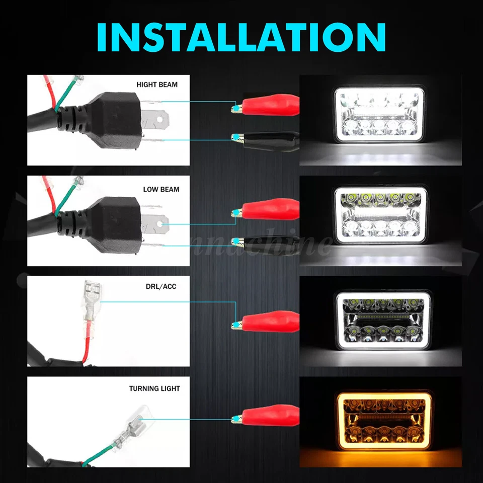 4set 4x6" LED Headlights DRL Hi/Lo Beam DRL For Chevy C10 Pickup truck 1980-1986 Foto 2 de 4