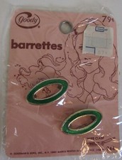 Vintage GOODY Green Barrettes 1970s New in Package 944 Wire Clasp SEALED