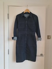 Ann Taylor Denim Dress UK8-10 Stretch Shirt Style Blue
