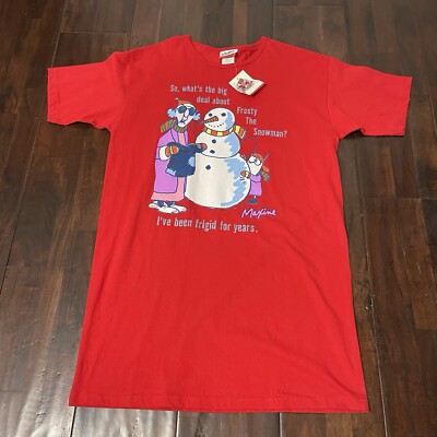 NWT Vintage Maxine Night Gown One Size Red Grandma Snowman Funny Dead stock