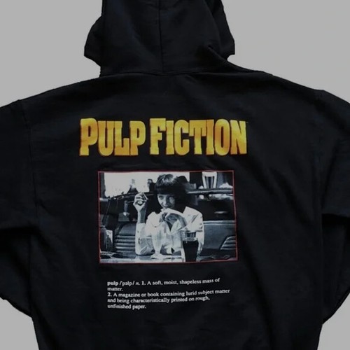 Sudadera con capucha negra Pulp Fiction talla pequeña y mediana - Imagen 4 de 5
