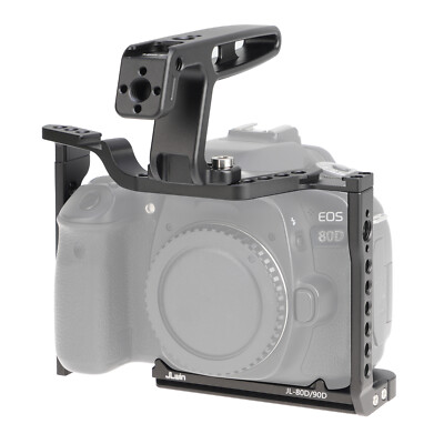 Black Camera Video Cage Rig with Top Handle Grip for Canon EOS