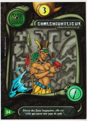 34 CHALCHIUHTLICUE - DEUS CARD - SERIES I - 1996 - VF [NEW MINT ] BRILLIANT GOLD
