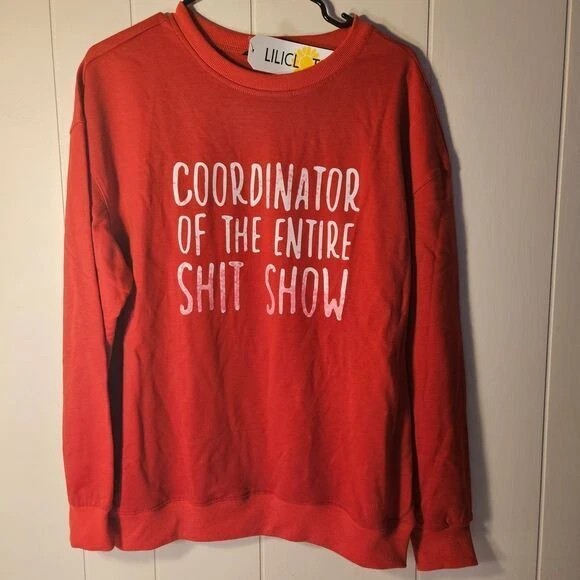 VETEMENTS Felpa Lilicloth Funny Coordinator Novità Grafica Umorismo Rossa Taglia L