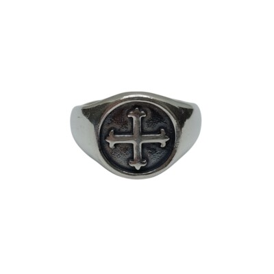 Men's Ring Silver 925 Cross Fleury Knight Ring Handmade Nickel Free