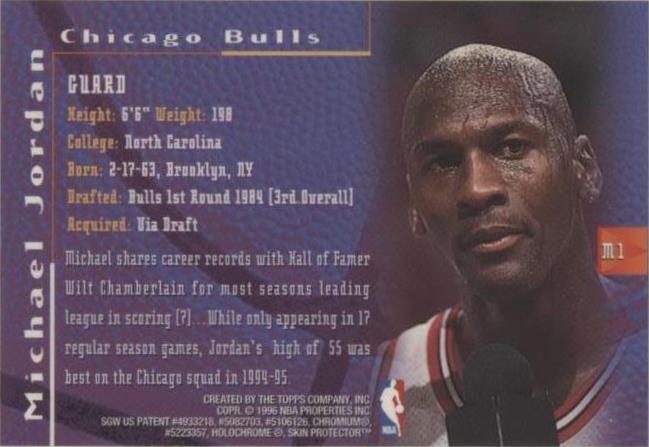 1995-96 Topps Finest - Michael Jordan #M 1 - огромный выбор по