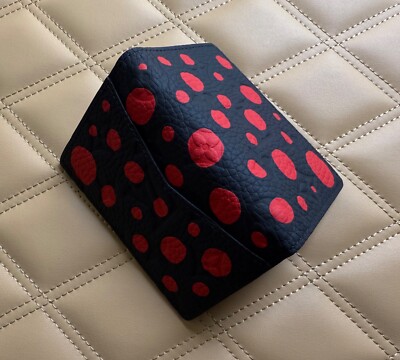 Louis Vuitton Pocket Organizer Wallet M82115 LV X YK Black Leather Red Dots