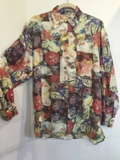 Vintage MOSCHINO JEANS Oversize Floral Portrait Print Shirt XS 46” Chest Jacket