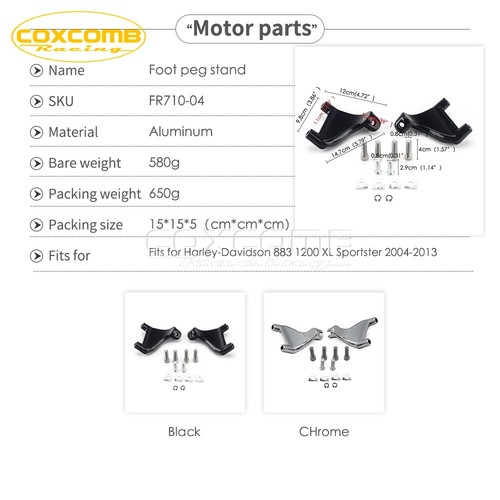 Rear Passenger Foot Peg Mount Kits for Harley Sportster XL883 1200 Custom XL1200 - Picture 3 of 11