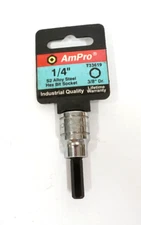 AmPro 1/4" Hex Bit Driver Socket S2 Alloy Steel 3/8" Drive T33619