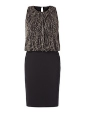 ESPRIT 116EO1E020 Cocktailkleid im Rock-Top-Look mit Paisley-Dessin schwarz XS