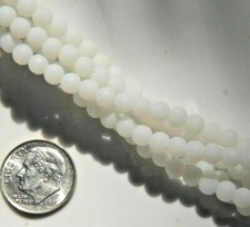 Round Beads, 4mm, Opaque White w/Frosted, Matte, Sea Glass Finish, 46 Pieces