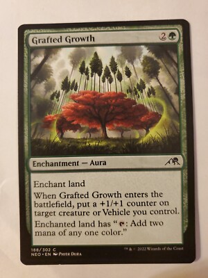 MTG Magic The Gathering Card Grafted Growth Enchantment Aura Green Kamigawa Neon
