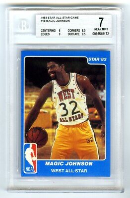 MAGIC JOHNSON~RARE 1983 STAR WEST ALL-STAR BGS-7 NM GRADED CARD 8.5,9,9.5  SUB#18