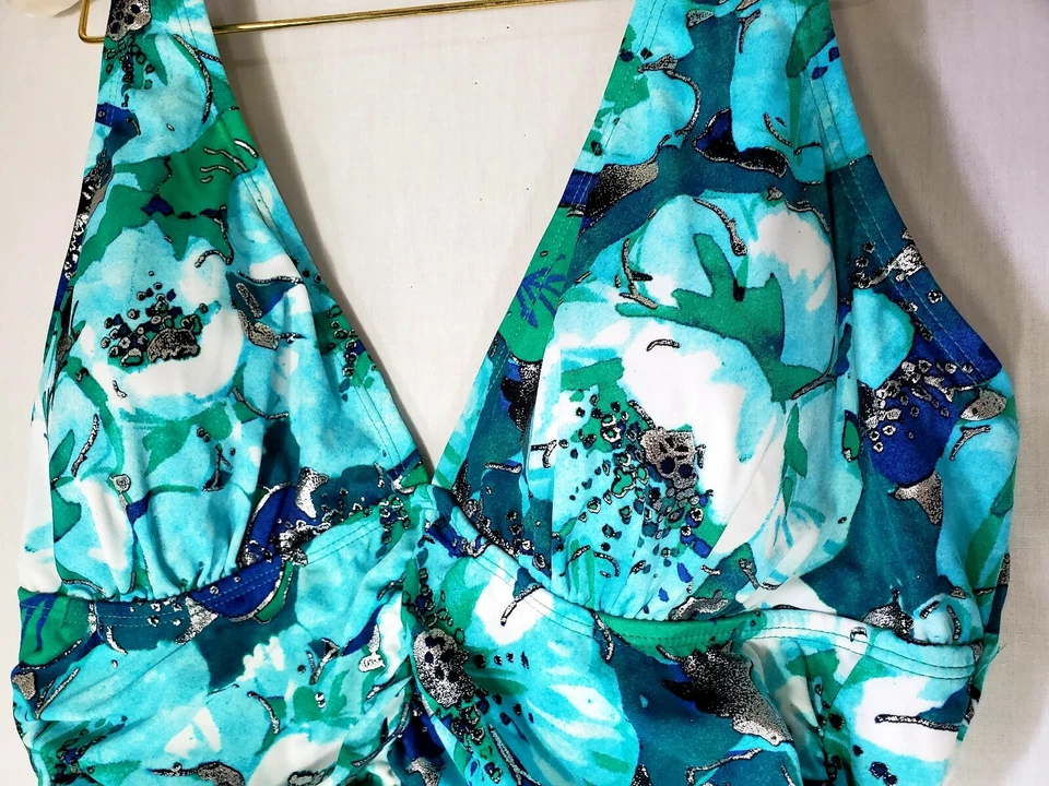 Traje de baño Tropical Escape una pieza. Control de barriga multicolor floral talla 14 nuevo con etiquetas Foto 3 de 4