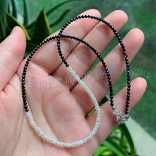 Faceted 3mm Round Black Spinel Natural White Baroque Pearl Necklace 14-36''