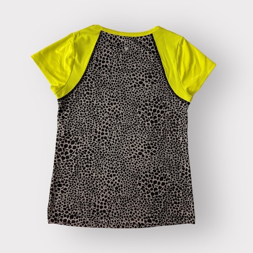Danskin Now Girls XL 14/16 Animal Print Activewear Short Sleeve Top Neon Accent - Picture 3 of 4