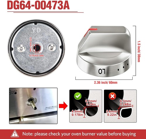 5 Pcs DG64-00473A NEW OEM Range stove Burner Knob Stainless Steel For Samsung - Picture 2 of 12