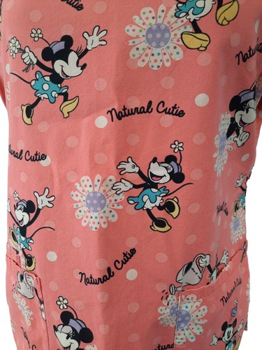 Disney Minnie Mouse "Natural Cutie" Polka Dot Pink Scrub Top Size XS Women's - Picture 3 of 9