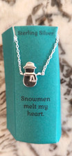 Sterling Silver SNOWMAN Pendant Necklace Jewelry Snow Winter 16-18" NEW 