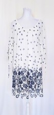 Siren Lily Size PS Petite Small Long Sleeve Flare Sleeve Dress White Blue Floral