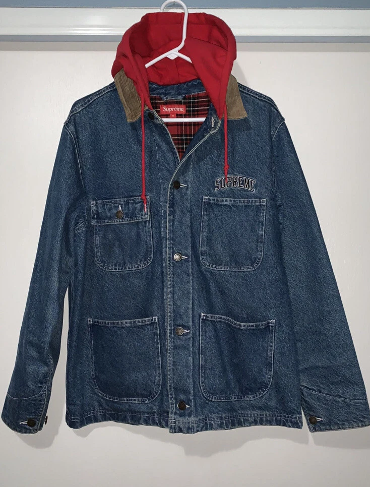 Supreme corduroy denim jacket red hood