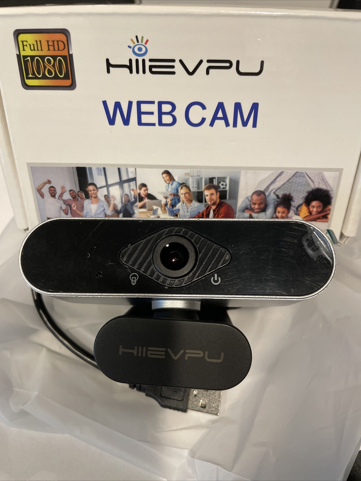 Webcam with Microphone with Noise Reduction, Hiievpu 1080p Webcam 1 Step USB Plu-image