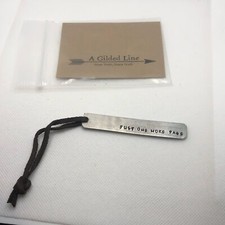 Handmade Just One More Page Stainless Steel/Leather Bookmark