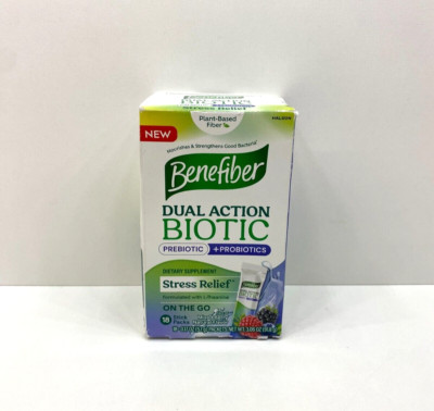 4 Benefiber Dual Action Biotic Prebiotic Probiotics Stress Relief Stick Packs