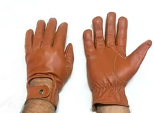 Driving Gloves Car Motorcycle Bikers Real Leather Police Drivers Gloves Brown 45