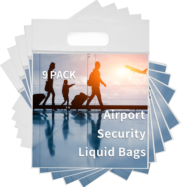 MOCOCITO 9Pcs Airport Security Liquid Bag Clear Toiletry Bag Flight Clear Liquid