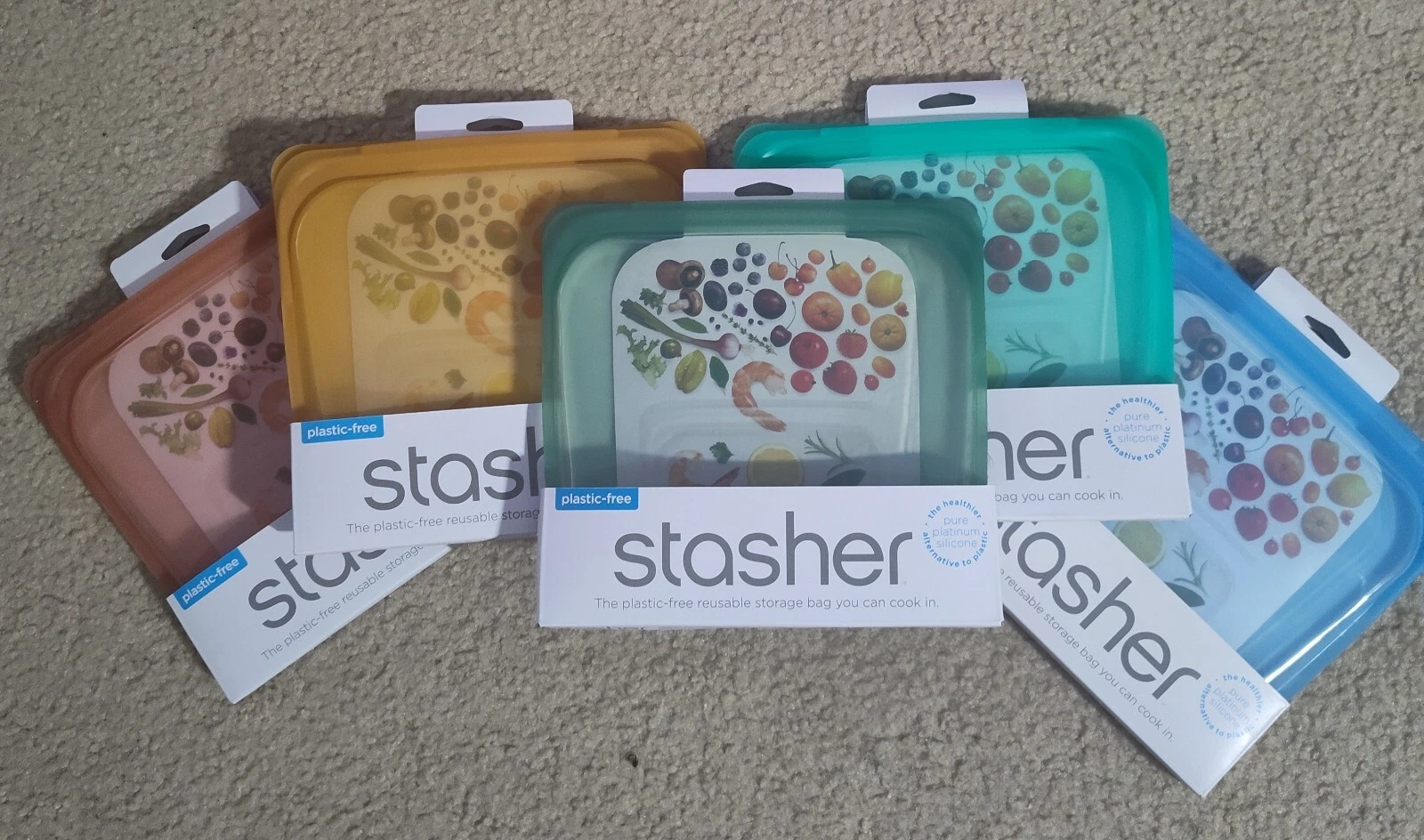5 Stasher Pure Platinum Silicone Sandwich Bags (450 mL; 15 fl oz.)
Opens in a new window or tab