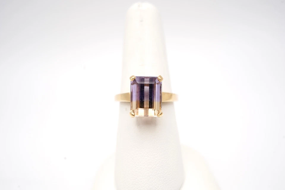 14k Yellow Gold, Emerald-Cut Ametrine Ring. Size 7.0 - Image 2 of 4