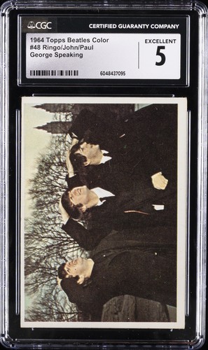 1964 TOPPS BEATLES COLOR GEORGE SPEAKING #48 RINGO/JOHN/PAUL CGC 5