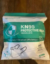 10 PCS Powecom KN95 Protective Face Mask Respirator White GB2626-2019(S9)