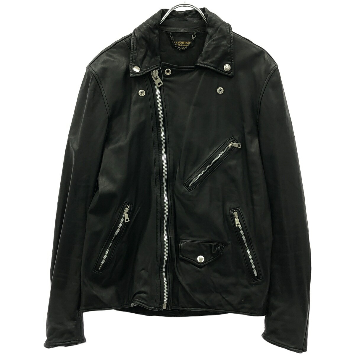Vontage Roadmaster Double Leather Rider Jacket in Black