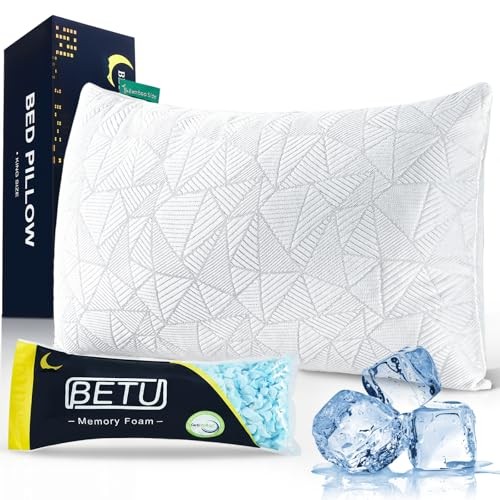 Cooling Pillow Queen Size, Shredded Memory Foam Cool Pillow for Hot Sleepers, - Picture 2 of 7
