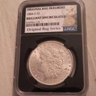 1884-O Morgan Silver Dollar $1 0.9 Fine NGC BU Original Bag Fragment 8147951-115