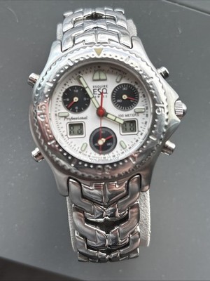 Esq Esquire Movado 9500 Slx Swiss Quartz Watch Stainless Steel