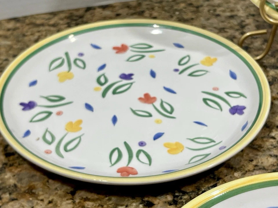 Juego de vajilla Libbey Spring Garden floral de 12 piezas 4 ajustes de lugar colores vibrantes Foto 4 de 4