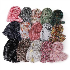 Floral Print Chiffon Scarf Breathable Women Head Wrap Shawl