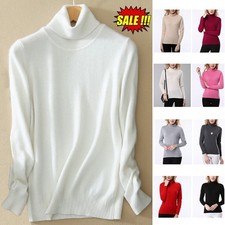 Women's Slim Knitted Turtleneck Cashmere Jumper Pullover Elasticity cozy Sweater