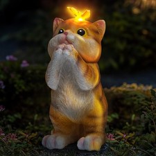 Solar Garden Decor Outdoor Statues Cat - Lawn Decor Statue for Patio, Balcony...