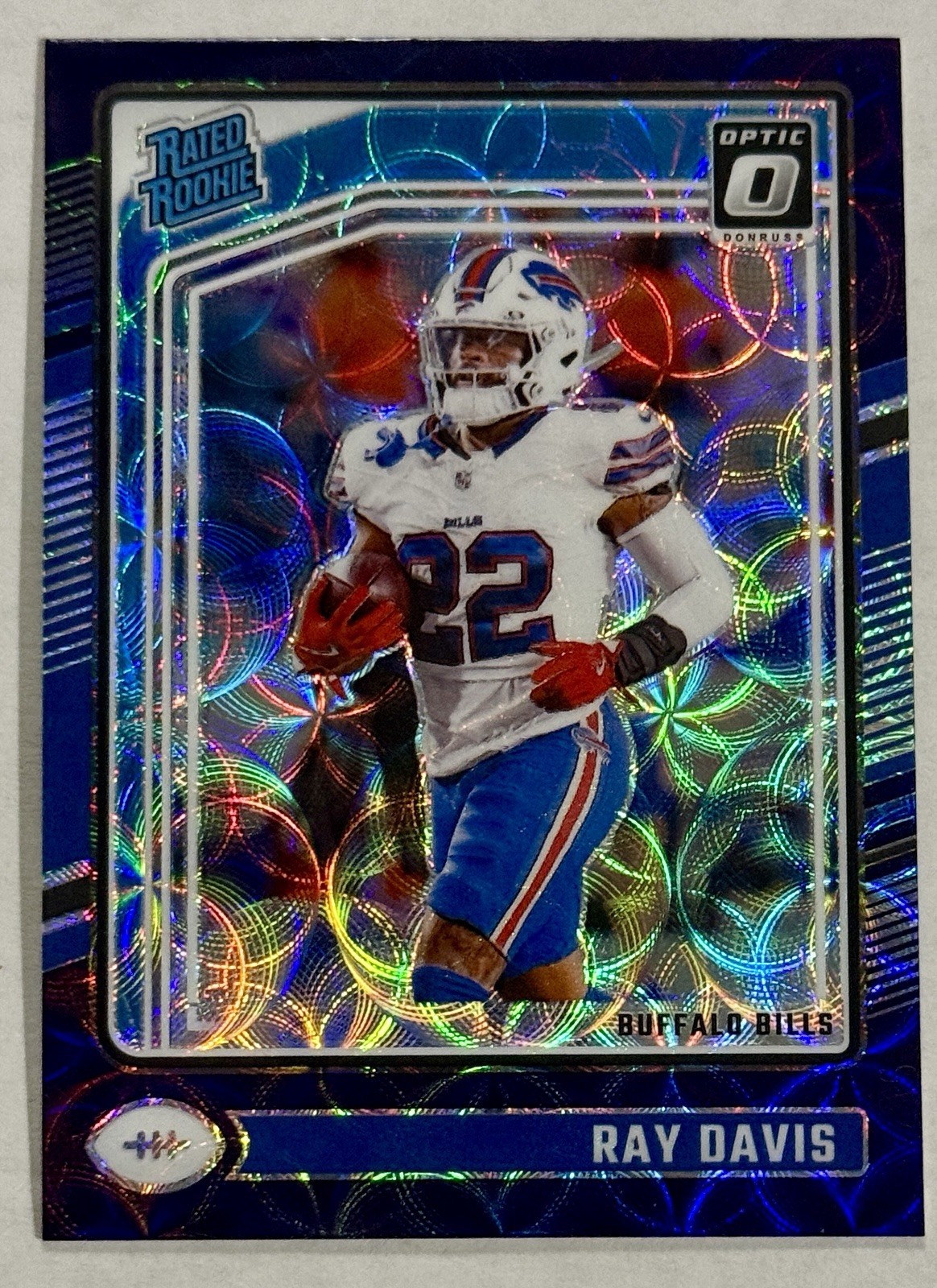 2024 Panini Donruss Optic - Rated Rookie Ray Davis #283 Blue Scope Prizm (RC)