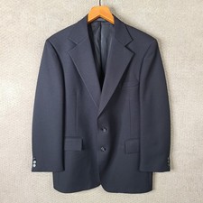 Vintage Darby House Jacket Mens 44R Black 2 Button Blazer Suit Coat Business