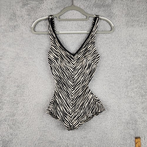 Vintage Cole Of California Swimsuit Womens Small Black Zebra One Piece Bra 80s - Image 1