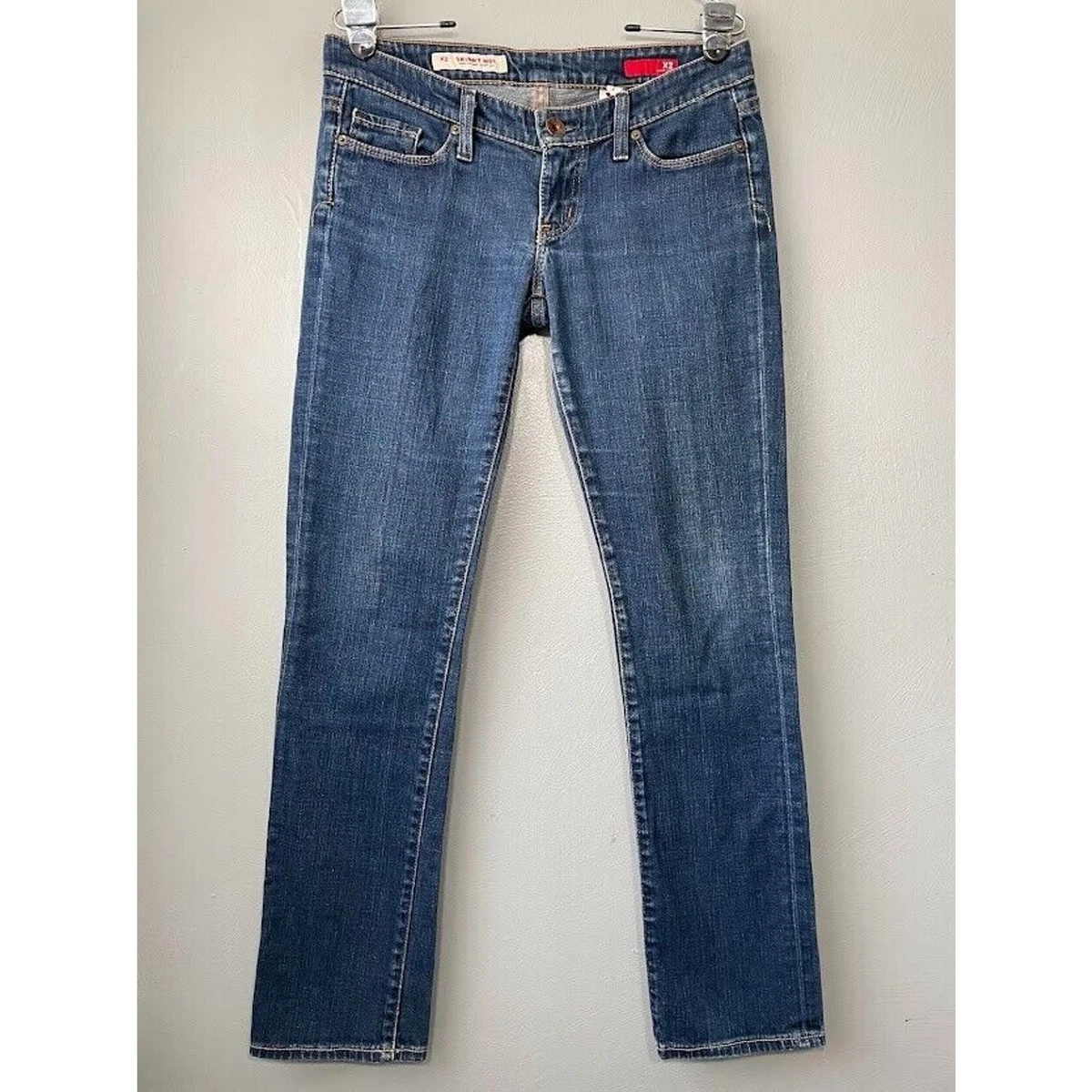 Jean X2 Slim Ultra Low Flare Taille W10 – Bleu Délavé Moyen, Strass, Neuf Avec étiquettes